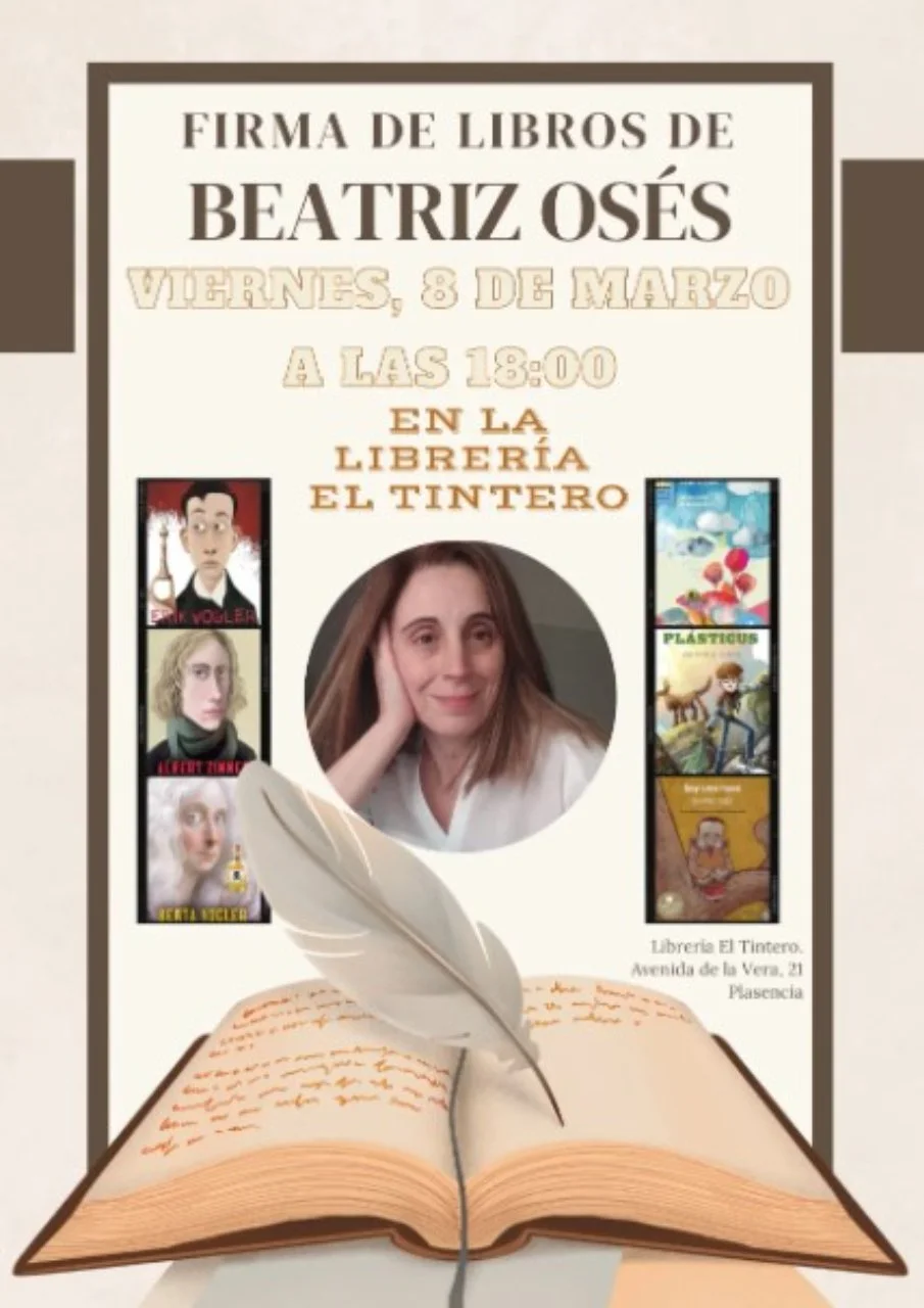 Beatriz Osés firma libros en la librería El Tintero de Plasencia