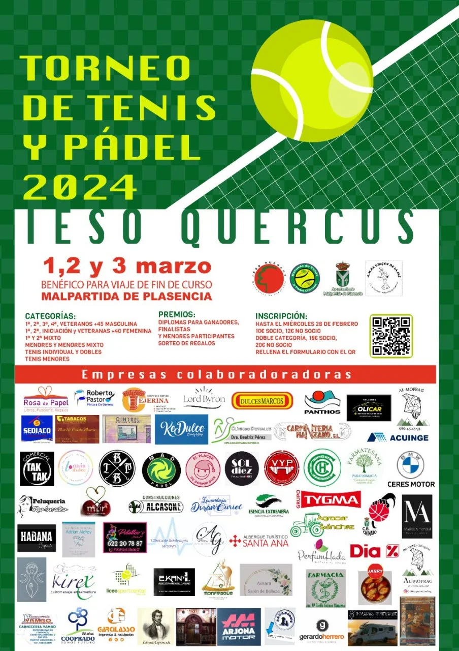 Torneo de tenis y pádel 2024 en Malpartida de Plasencia