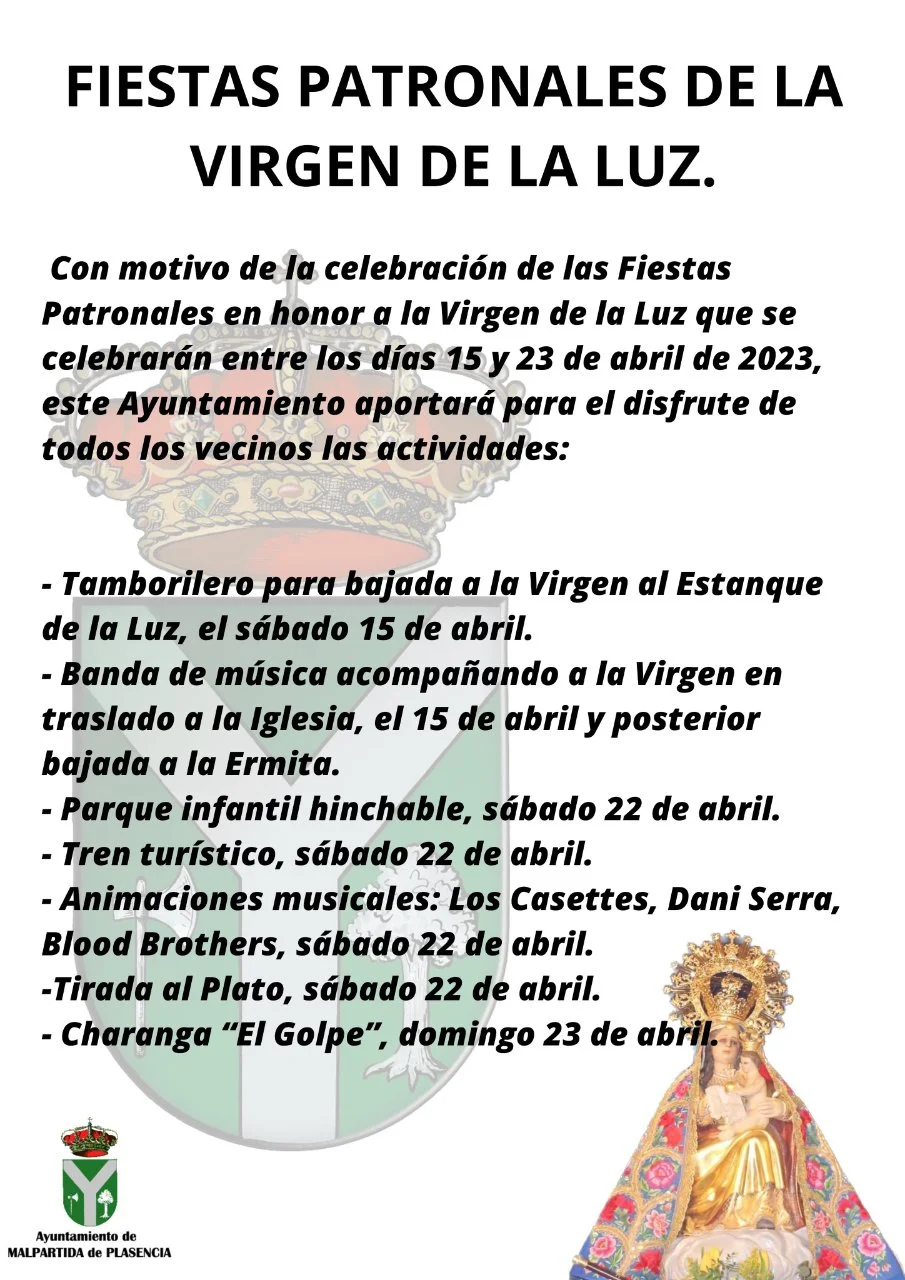 Fiestas de la Virgen de la Luz en Malpartida de Plasencia